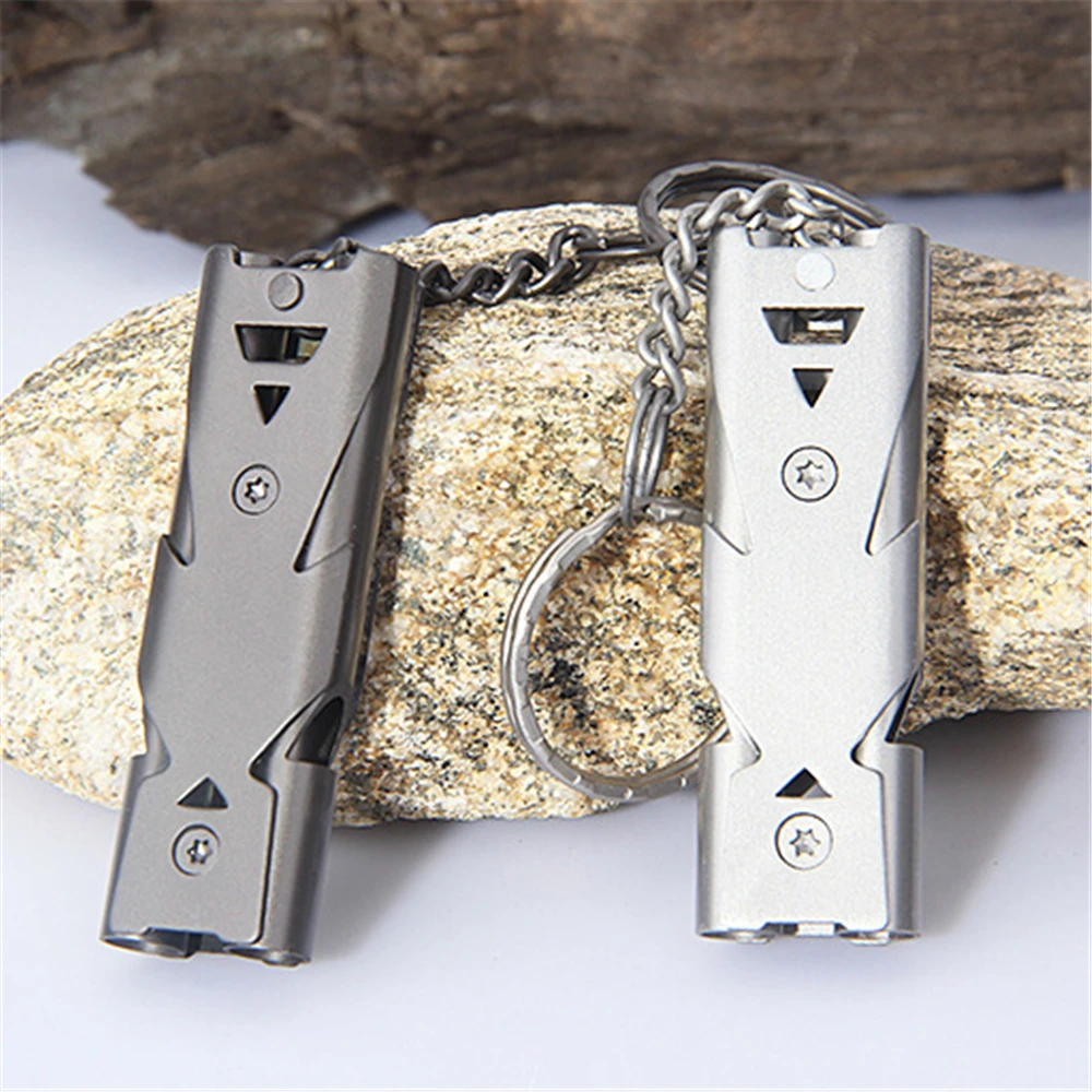 

440 Stainless Steel Double Pipe Whistle for Pet Behaviour Training Dog Bird Parrot Pigeon - Random Color