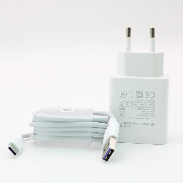 huawei 40 Вт ЕС США Великобритания супер зарядное устройство адаптер питания 5A USB TYPE-C кабель для Honor 10 9 Nova 6 6SE 5 5i p30 pro p30 p20 p10 - Тип штекера: EU Charger and Cable