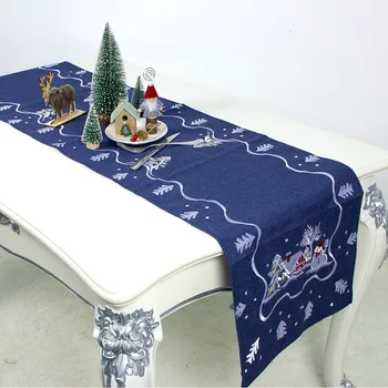 

Noel Embroidery Table Runner Xmas Party Dinner Table Cloth Cover Christmas Decorations for Home Navidad Ornaments New Year Decor
