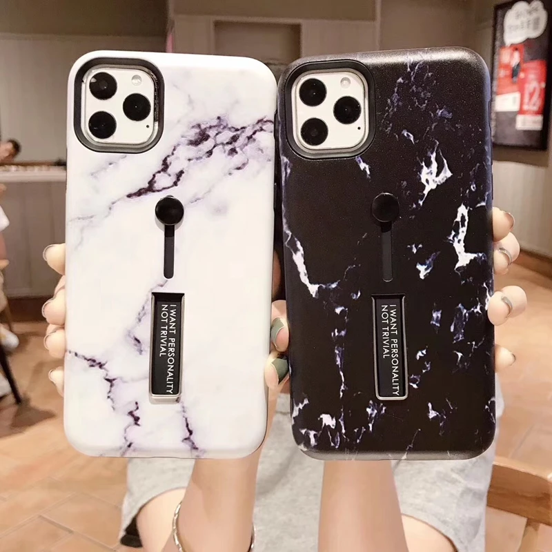 Мраморный Мягкий силиконовый чехол для iPhone 11 Pro Max X XS XR скрытое кольцо