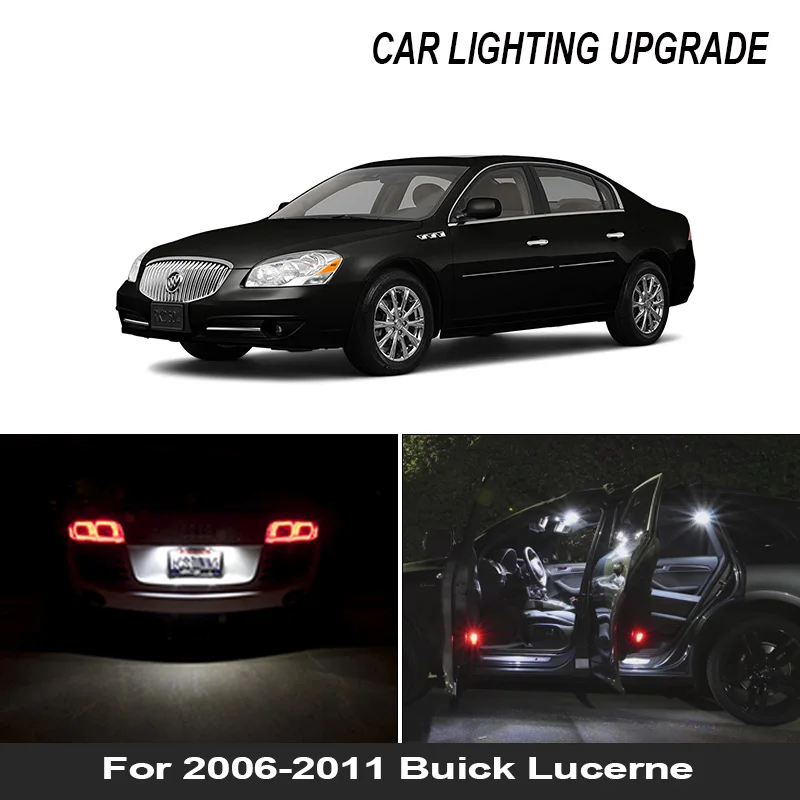

10Pcs Canbus Error Free LED Interior Light Kit Package for 2006-2011 Buick Lucerne Car Accessories Map Dome Trunk License Light