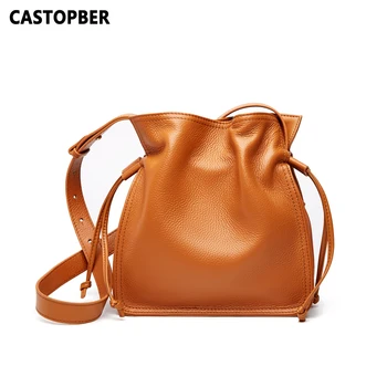 

Ladies Cow Genuine Leather Shoulder Bags European and American Style Women's Handbags Bucket Bag High Quality Crossbody Brand