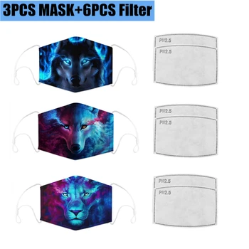 

3PCS New Funny Adult Kids 3D Printed Face Masks Cotton Anti-Dust Mouth Mask Clothing Accessories For Party