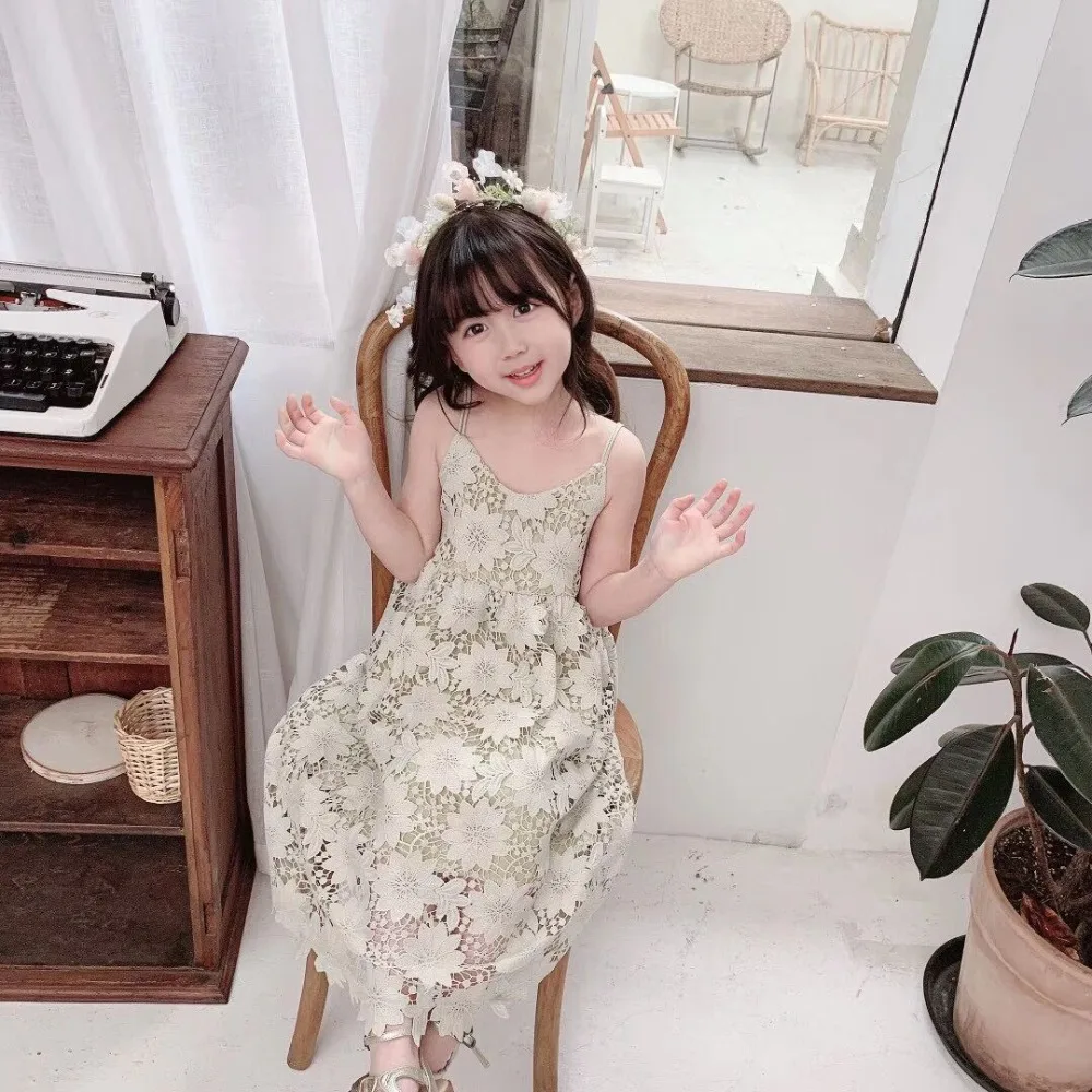 

Lace Hollow Dress For Baby Girls Party Spring Summer Princess Dress Children Clothing Size 2-12Y available in mid of April