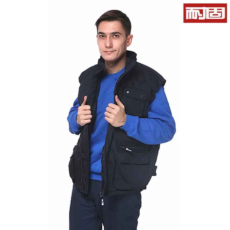 Durable work clothes cotton vest men's autumn and winter vest multi-pocket outdoor vest tooling waistcoat thickened cold-proof