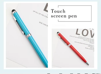 

2pcs/lot 2 in 1 Creative Multicolor Touch Screen Ballpoint Pen Fashion Metal Office Stationery Gift Advertising Pens Custom LOGO