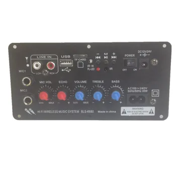 

Subwoofer Digital Bluetooth Amplifier Board Dual Microphone Karaoke Amplifier Reverb 12V 24V 220V For 8-12 Inch Speaker