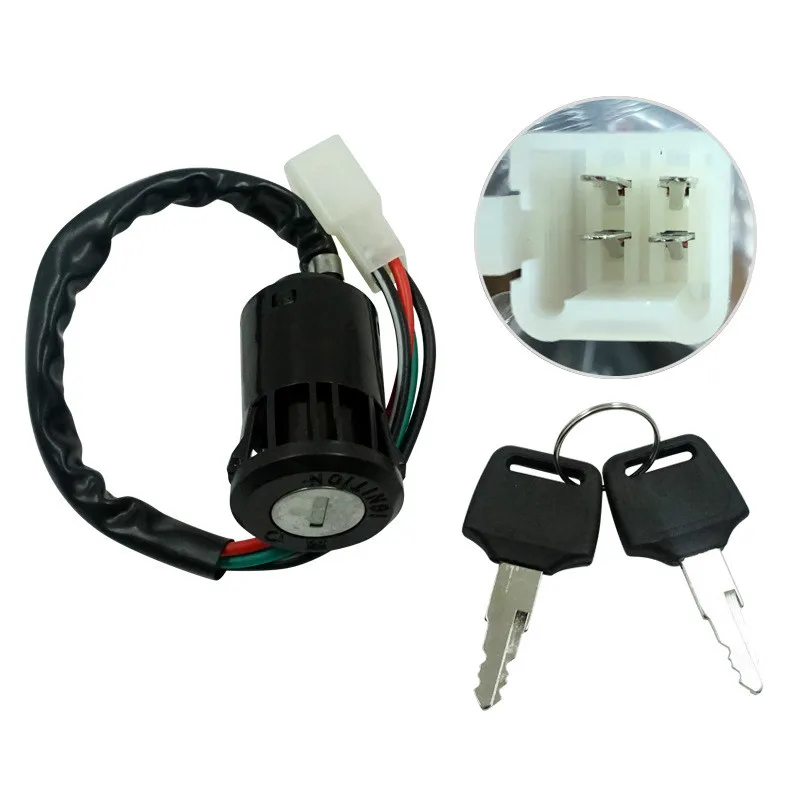 4 Wires Universal 2 Ignition Keys Start Switch Door Lock Key Motorcycle Accessories for ATV Go Kart For  CG125 ZJ125