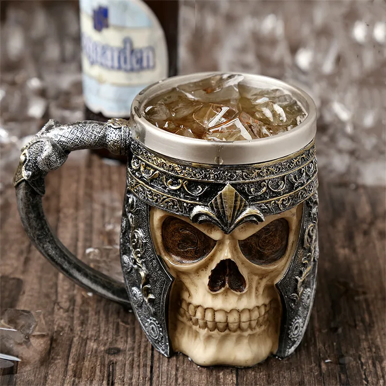 Кружка из смолы и нержавеющей стали с 3d черепом кружка для кофе чая бар на