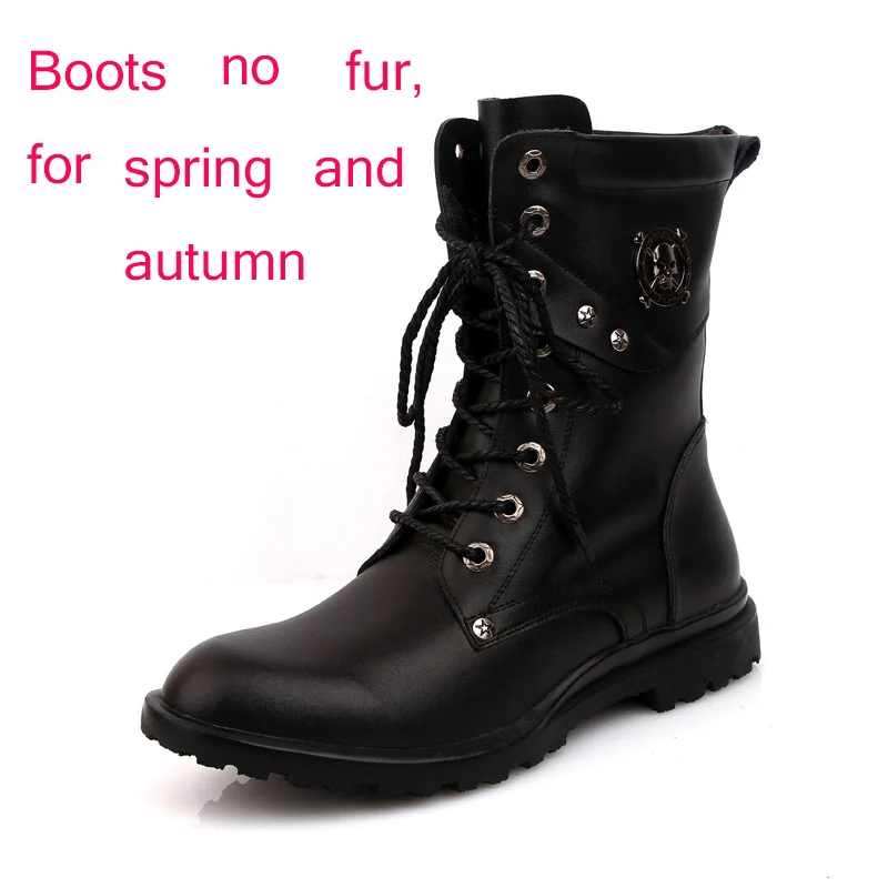 Black no fur Reetene высокие дезерты тактические военные ботинки мужские рабочие спортивные туфли ботинки из натуральной кожи теплые меховые зимние ботинки мужские ботильоны - Цвет: Black no fur