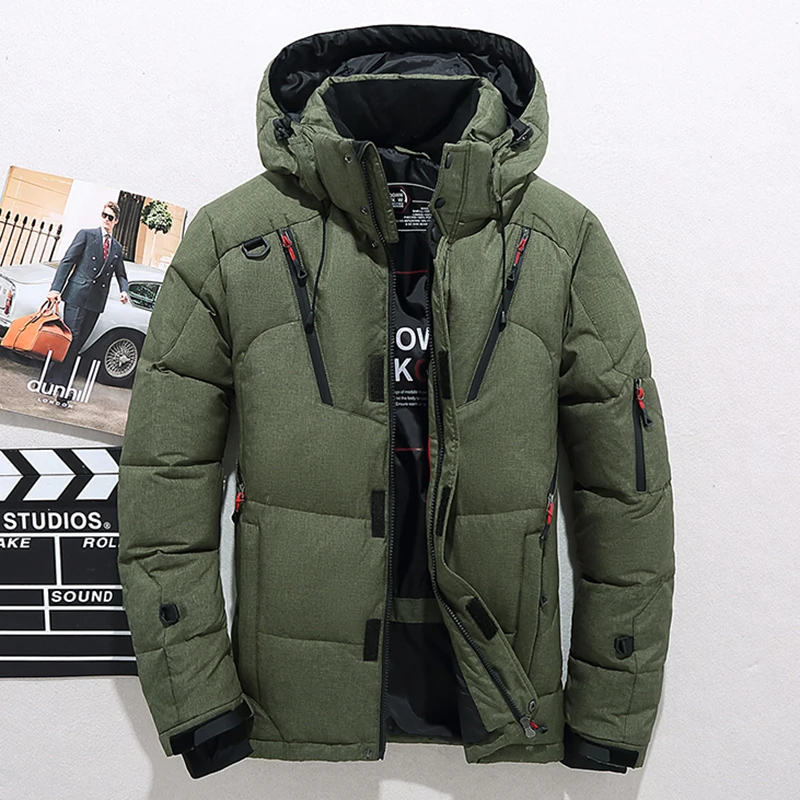 Coat Jacket Down Winter Parka Hooded Mens High-Quality Casual Warm Slim Thick