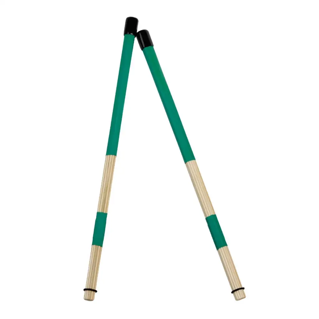 1 Pair Music Band Drum Sticks Bamboo Wood Drum Stick Mallet w/ Rubber Handle