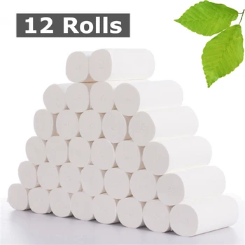 

12 Rolls 4 Layer Home Bath Toilet Paper White Soft No Bleaching Toilet Paper Skin-friendly Thick Paper Towels Napkin Tissues