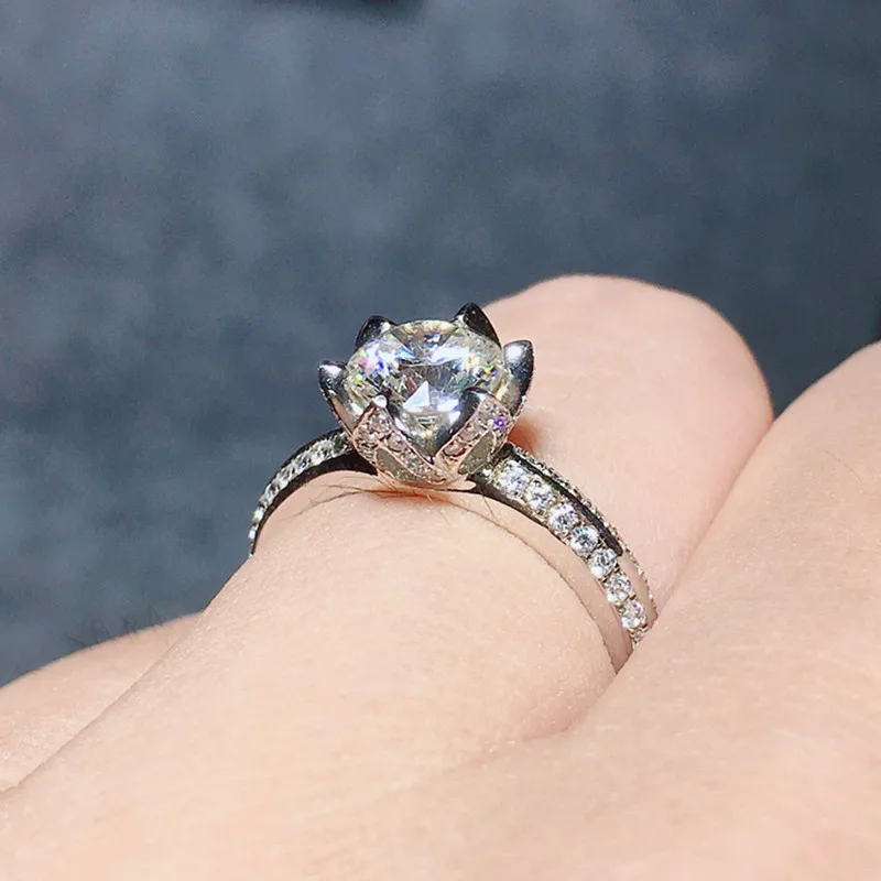 Кольцо Vecalon Solitaire с цветочным обещанием 925 серебряная бижутерия AAAAA Cz обручальные Обручальные кольца для женщин Свадебные украшения
