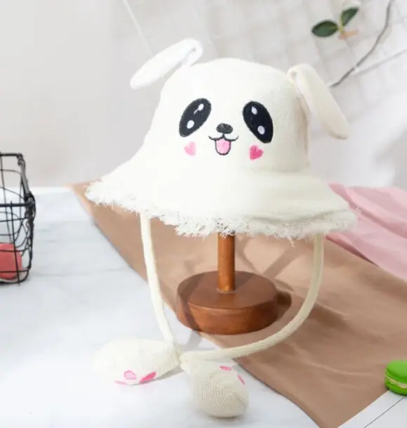 Online Celebrity Ear Can Dynamic Parent-child Bucket Hat Cute Cartoon Embroidered Pikachu Fisherman Cap Casquette Gorros - Цвет: Adult size  Beige