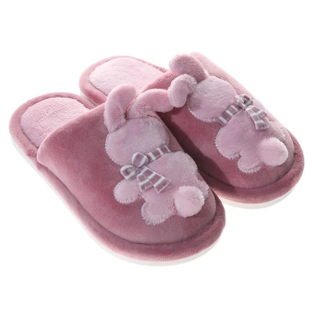 JAYCOSIN New Children Winter Slippers Cartoon Rabbit Solid Warm Non-slip Shoes Kid Floor Home Shoes baby Indoor Bedroom Slippers - Цвет: PP