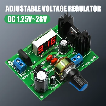 

Adjustable Voltage Regulator LM317 DC 1.25~28V Step Down Power Supply Module Charging Board with Digital Voltage Display