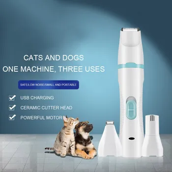 

3 IN 1 Pet Trimming Nail Polisher Hair Trimmer Pets Clippers Nail Grinding 3-Speed 3-Port Painless Mute Pet Nail Grinder M