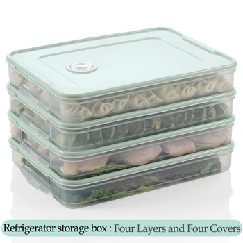 

Plastic Refrigerator Fresh-keeping Dumpling Storage Box 2-4 Layers Portable Stackable Dumpling Container Holder Organizer