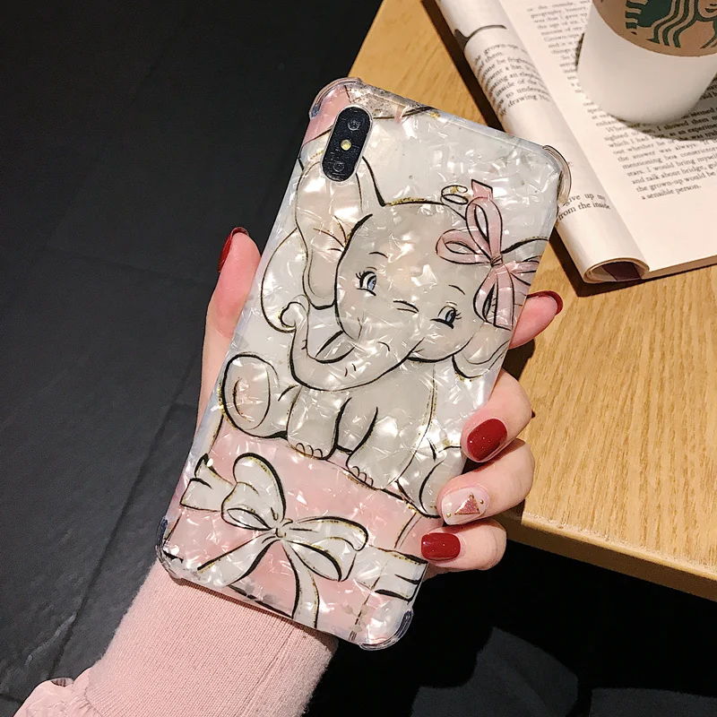 

Cute Cartoon Elephant Case For iPhone 8 6 6S 7 Plus Soft TPU Anti Knock Phone Case for iPhone X XS Max XR Glossy Back Cover
