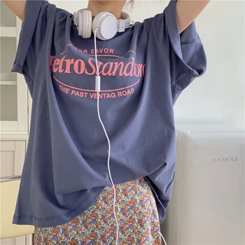 

4 colors Summer korean style letter print Short Sleeve t-shirt Womens loose tops Casual Tees shirt femme (w63412)