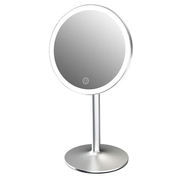 

Metal desktop LED beauty mirror circular lamp portable beauty mirror 360 degrees rotation