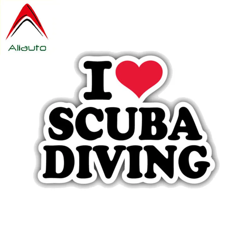 Aliauto Fashion Car Sticker I Love Scuba Diving Motorcycle PVC Decal for Mercedes Honda Toyota Volkswagen Renault Skoda 13cm*9cm |