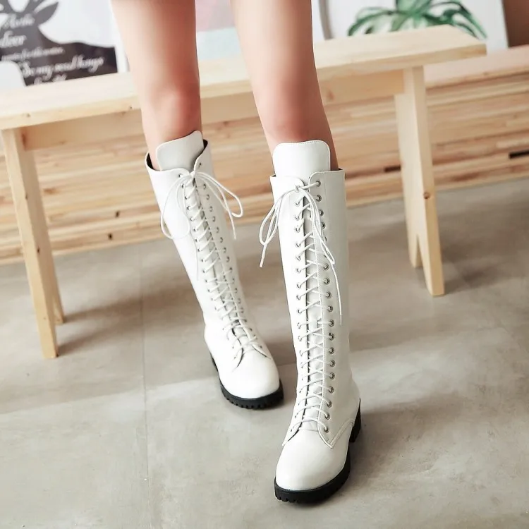 Женские ботинки новая зимняя модная женская обувь на низком каблуке с круглым носком, на шнуровке, большие размеры 34-43, высота каблука 4 см, черный и белый цвета