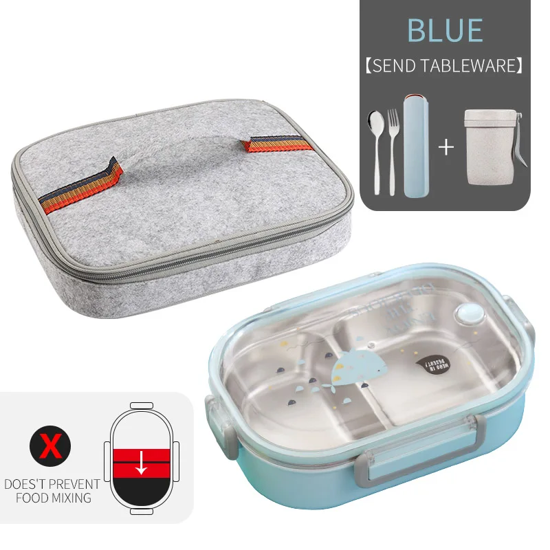C Blue Bag Cup Set WORTHBUY японский Ланч-бокс для детей школы 304 из нержавеющей стали бенто Ланч-бокс герметичный контейнер для еды детская коробка для еды - Цвет: C Blue Bag Cup Set