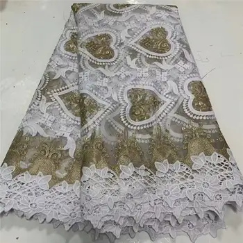 

Latest African Tull Lace Fabrics High Quality 2020 Nigerian Net Lace Fabric With White Lace for Women Dress