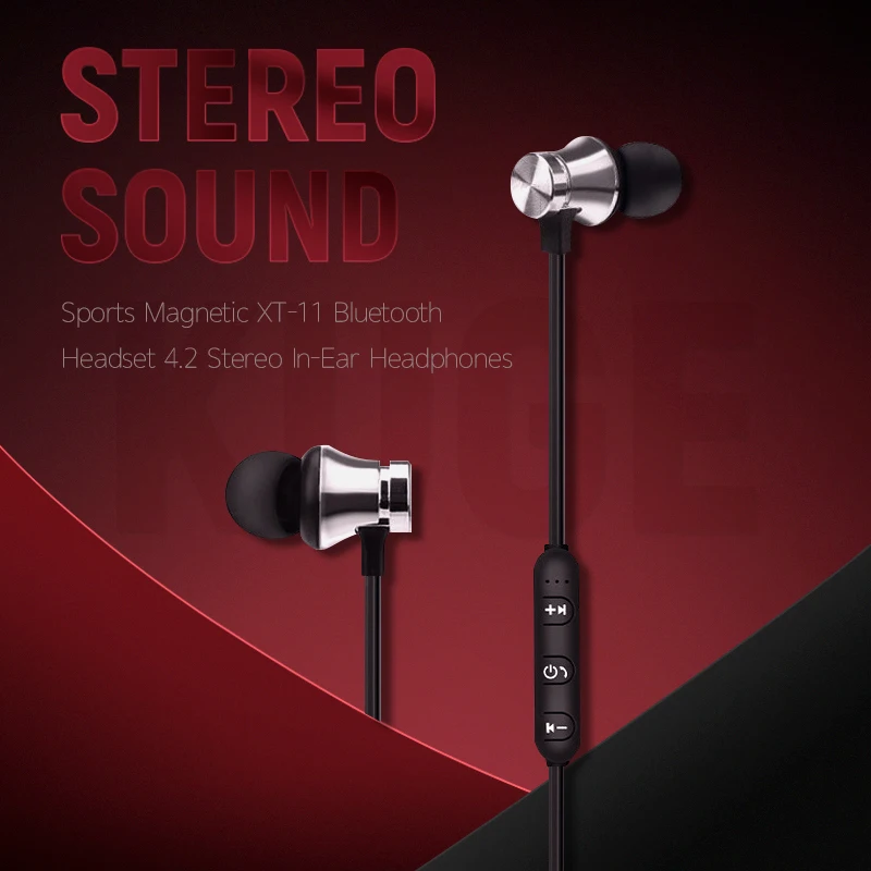 KUGE Bluetooth наушники спортивные магнитные V4.2 стерео водонепроницаемые беспроводные
