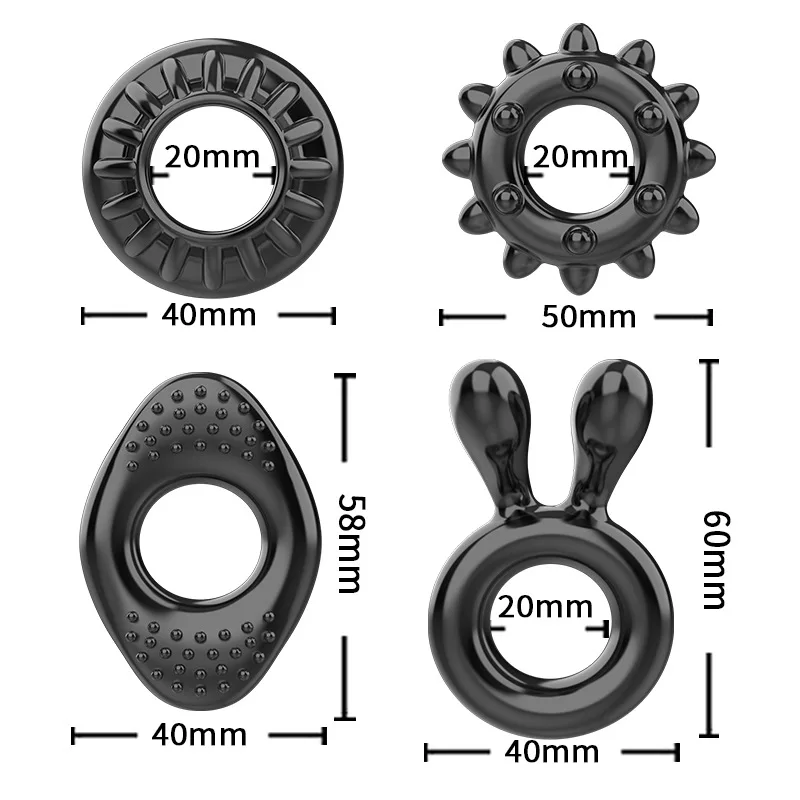 4pcs/lot Penis Ring Enlargement Sleeve Extender Clitoral Stimulate Reusable Condoms Sex Toy for Men Ejaculation Delay | Красота и