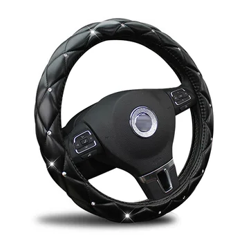 

1pcs Steering Wheel Cover Non-Slip Breathable Cystal Rhinestones Decor
