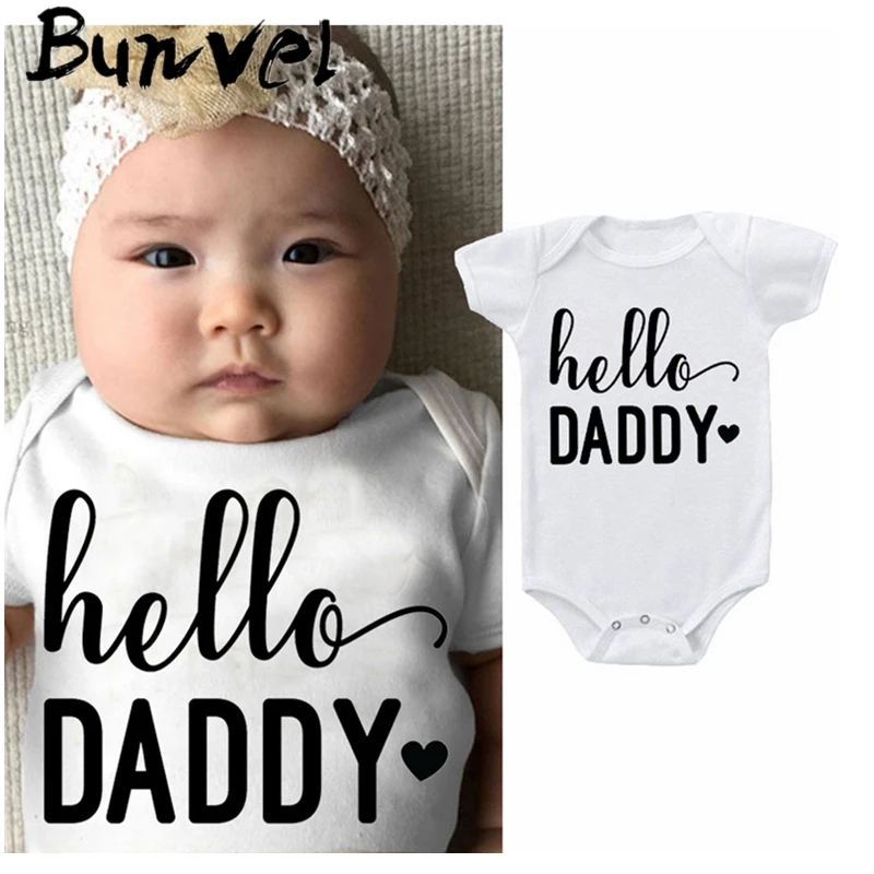 Bunvel/Детские комбинезоны с принтом «Hello Daddy»; сезон весна-осень; детская одежда с рисунком; повседневный комбинезон; 35