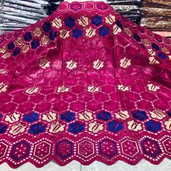 

African Bazin Riche Fabrics 2020 High Quality Nigerian French Net Lace Fabric Swiss voile Laces 5Yards/Lot