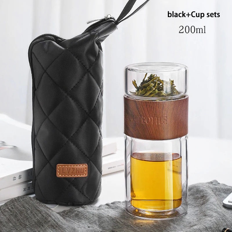 

RUIDA 200ml Glass Water Bottle With Bag High Borosilicate Double Tea Water Bottle Infuser Tumbler Drinkware Smart Bottles