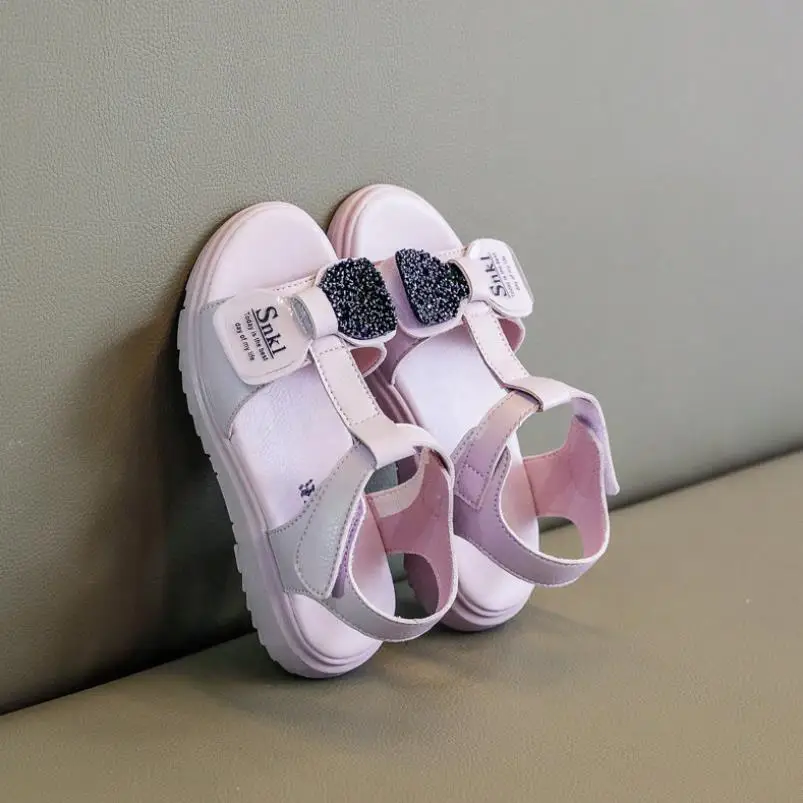 

Spring Summer Girls Shoes Kids Sandals Glitter Leather Flats With Bow-knot Sweet Princess Sequined Bling Children Shoes New
