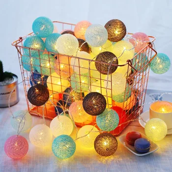 

7.5M 50 LED Cotton Ball Garland Lights String Christmas Xmas Fairy Lights Decorations for Baby Bed Home Wedding Christmas Party