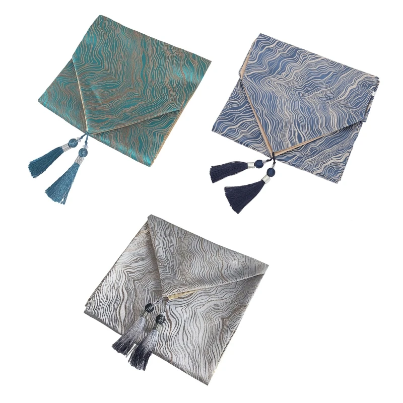 

Modern Luxury Chinese Style Table Runner Tassel Tablecloth Placemat Cloth Mat Home Party Decorations for Dining Tea Coffee Desk