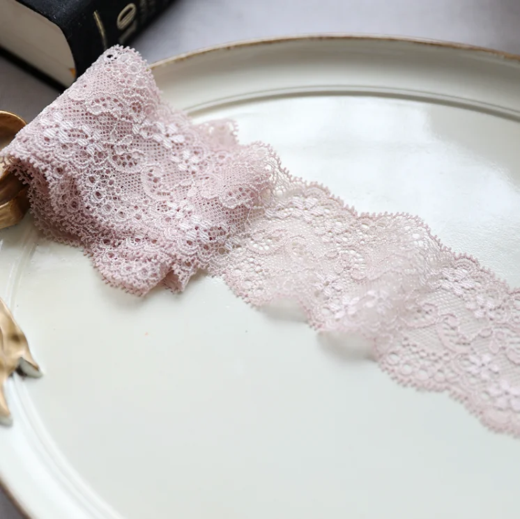 Bra Lingerie Lace Fabric 4 Meters/lot 6cm Width Embroidered Stretchy Elastic Purple Pink Trim