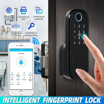 

Electronic Smart Fingerprint Lock Smart Card Digital Code Door Lock App Security Mortise Lock IC card Passcode Keypad Door Lock