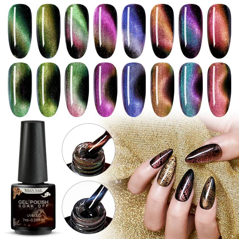 

RBAN NAIL 5D Cat Eyes UV Nail Gel Polish Chameleon Led Gel Nail Varnish With Magnet Stick Semi Permanent Led Gel Nail Art Set