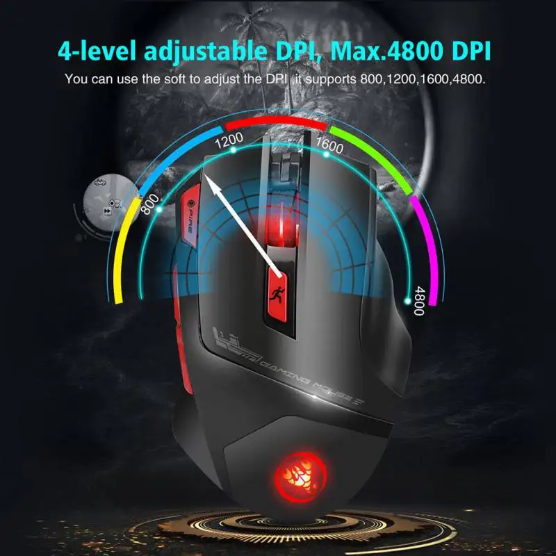 T88 Беспроводная игровая мышка 2,4G зарядная мышь 7-key до 4800 точек/дюйм полноклавишное Программирование макросъемки с кнопкой Fire