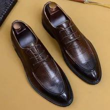 2019 Man Flat Classic Men Shoes Genuine Leather Wingtip Business Italian Formal Oxford Plus Size Dress Shoes US 11.5