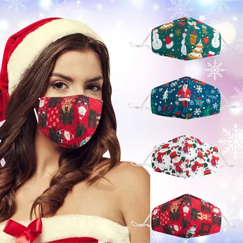 

Christmas Mask Reuse Washable Windproof Mouth Covering Smog Wear Pattern Cotton Mask Funda Mascarilla