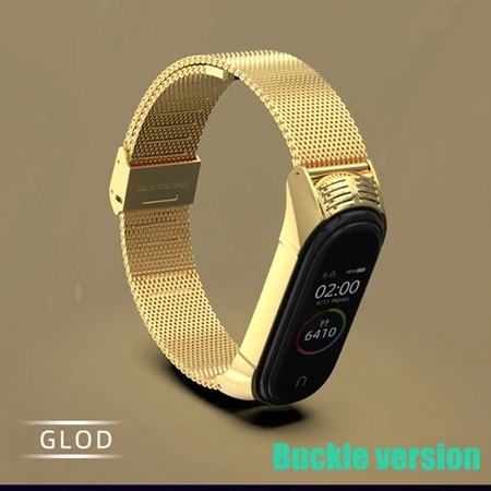 486-GL Mijobs Adjustable Stainless Steel Wrist Strap For Xiaomi Mi Band 4 Metal Strap For Mi Band 3 Bracelet Leather Miband 4 3 New - Цвет: 486-GL
