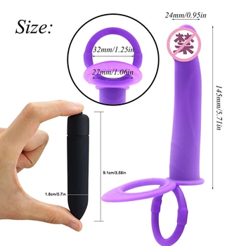 Double Penetration Prostate Massager Bullet Vibrator Sex Toys For Woman Strap On Dildo Anal Butt Plug Female Masturbator Couples 3