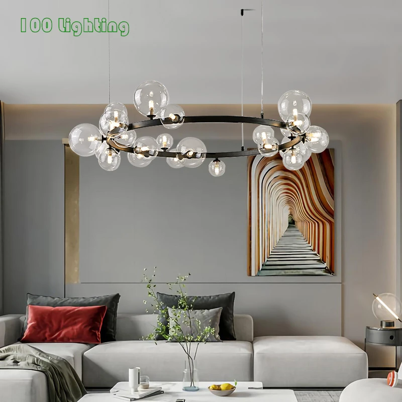 Modern Clear Glass Chandeliers Parlor Foyer Restaurant Hanglamp Bedroom Light Fixtures Silver Metal G9 110-240V Cord Adjustable led chandelier ceiling chandelier led pendant light