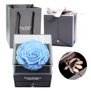 

Eternal Rose In Box Women Jewelry Box Preserved Rose Dried Flower Real Flowers Valentines Day Gift Birthday Wedding Presents