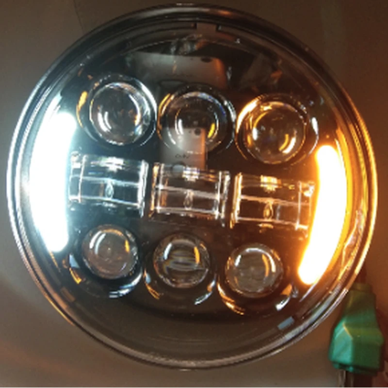 1PC 5.75Inch 5 3/4 Motorcycle LED Headlight with DRL Amber Turn Signal for Sportsters 1996-Later XL1200C 1998-Later XL883C
